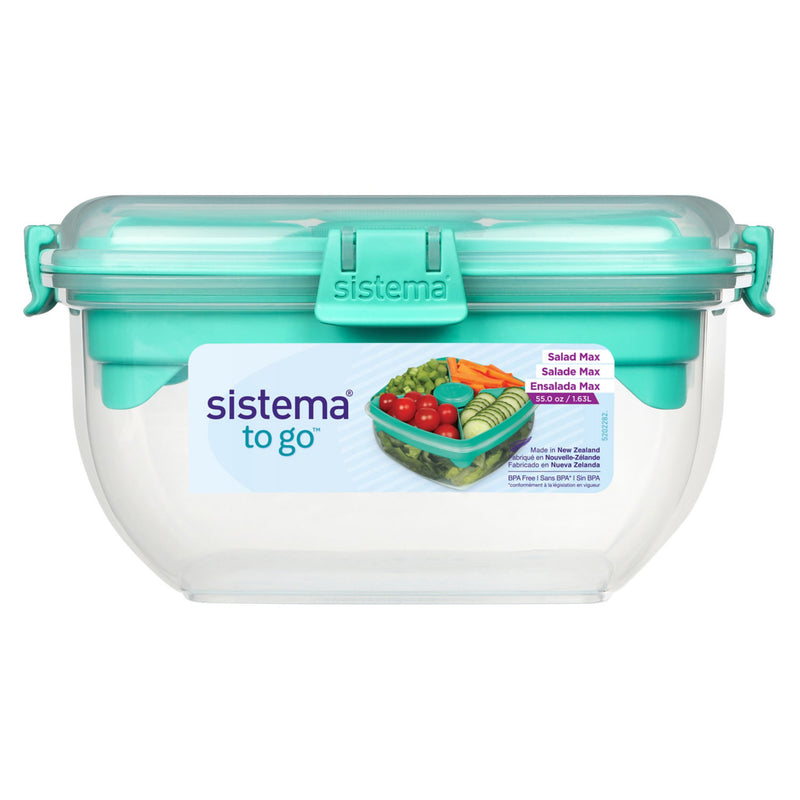 Sistema Salad Max To Go square container 1.63L - British product