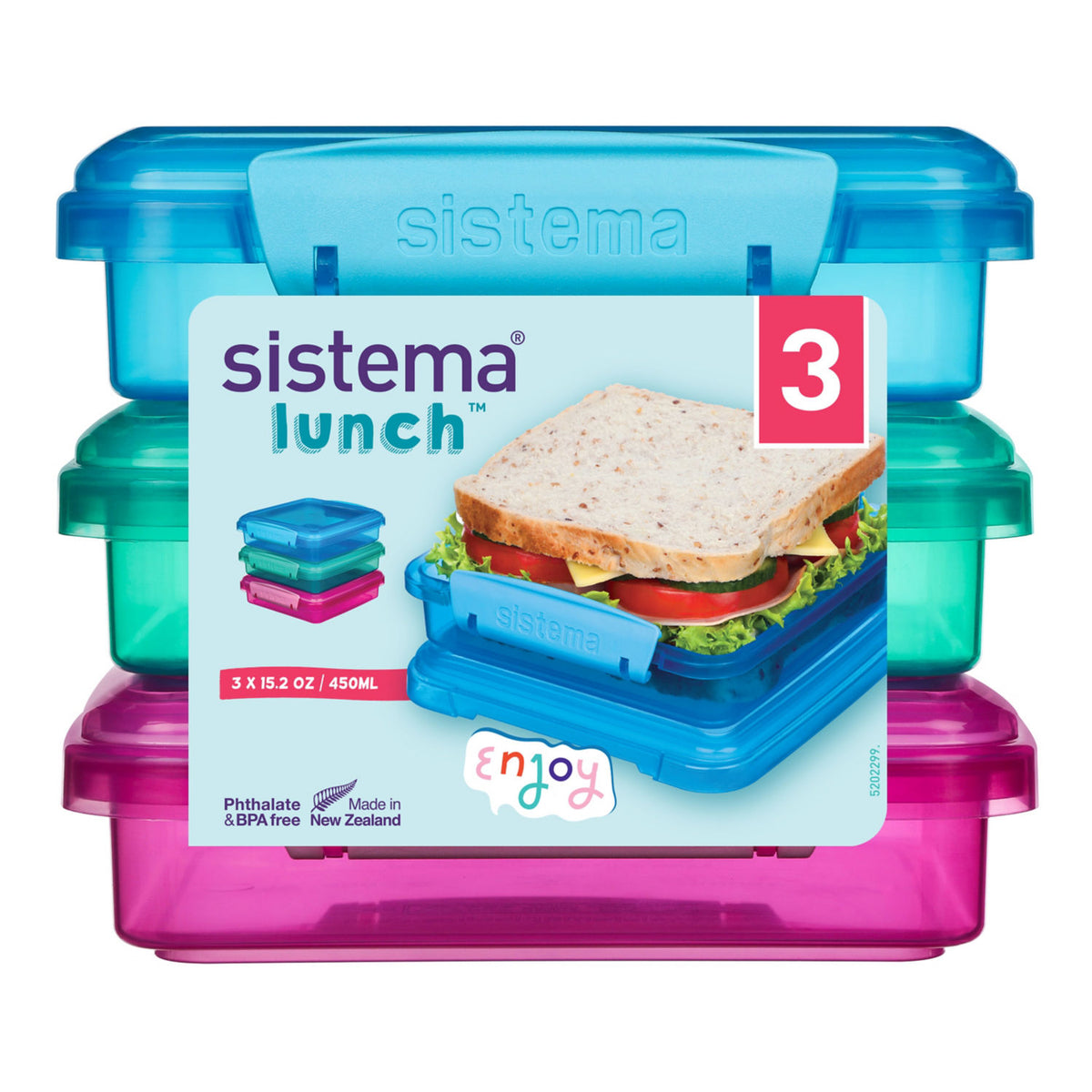 Sistema 450ml sandwich box 3 pack - British product