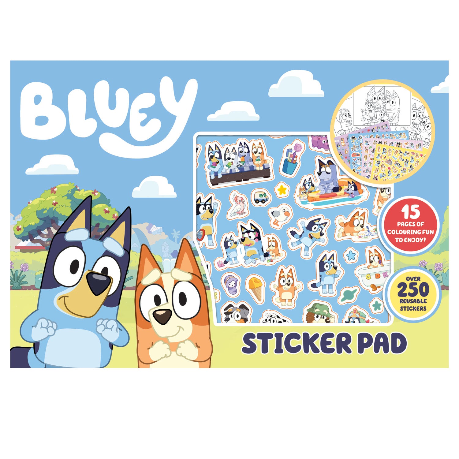 Bluey sticker pad A3 with reusable stickers, UK version