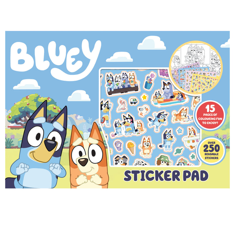 Bluey sticker pad A3 with reusable stickers, UK version