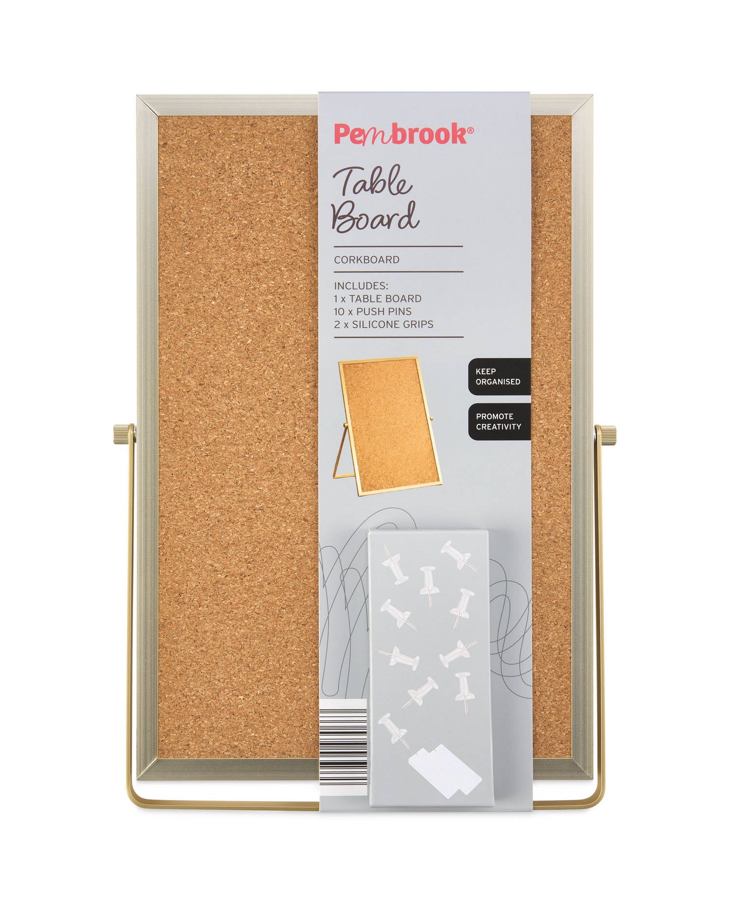 Table Board Cork or Whiteboard Desk Organiser - Black, Gold, Silver
