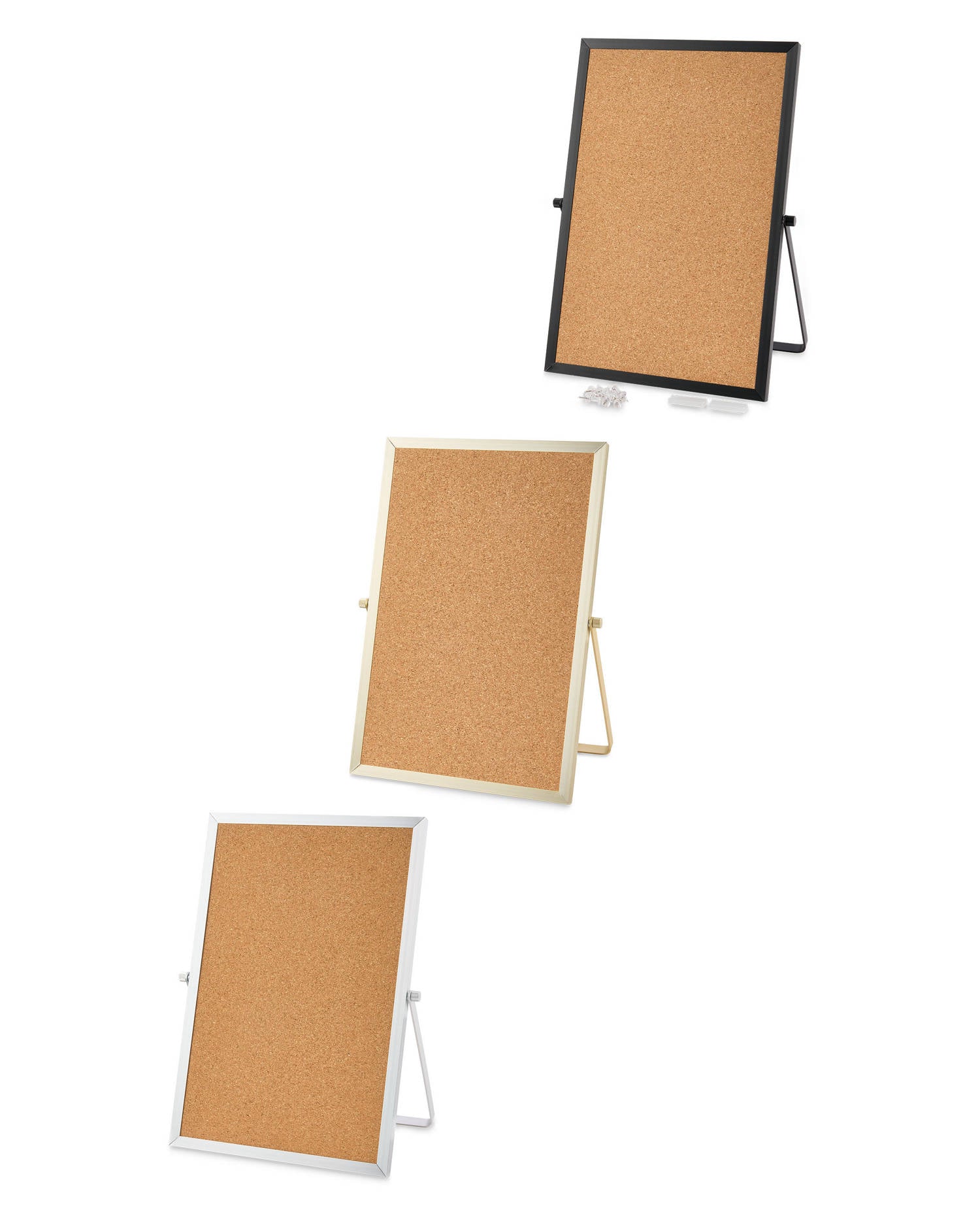 Table board cork and whiteboard assortment black gold silver (British brand)