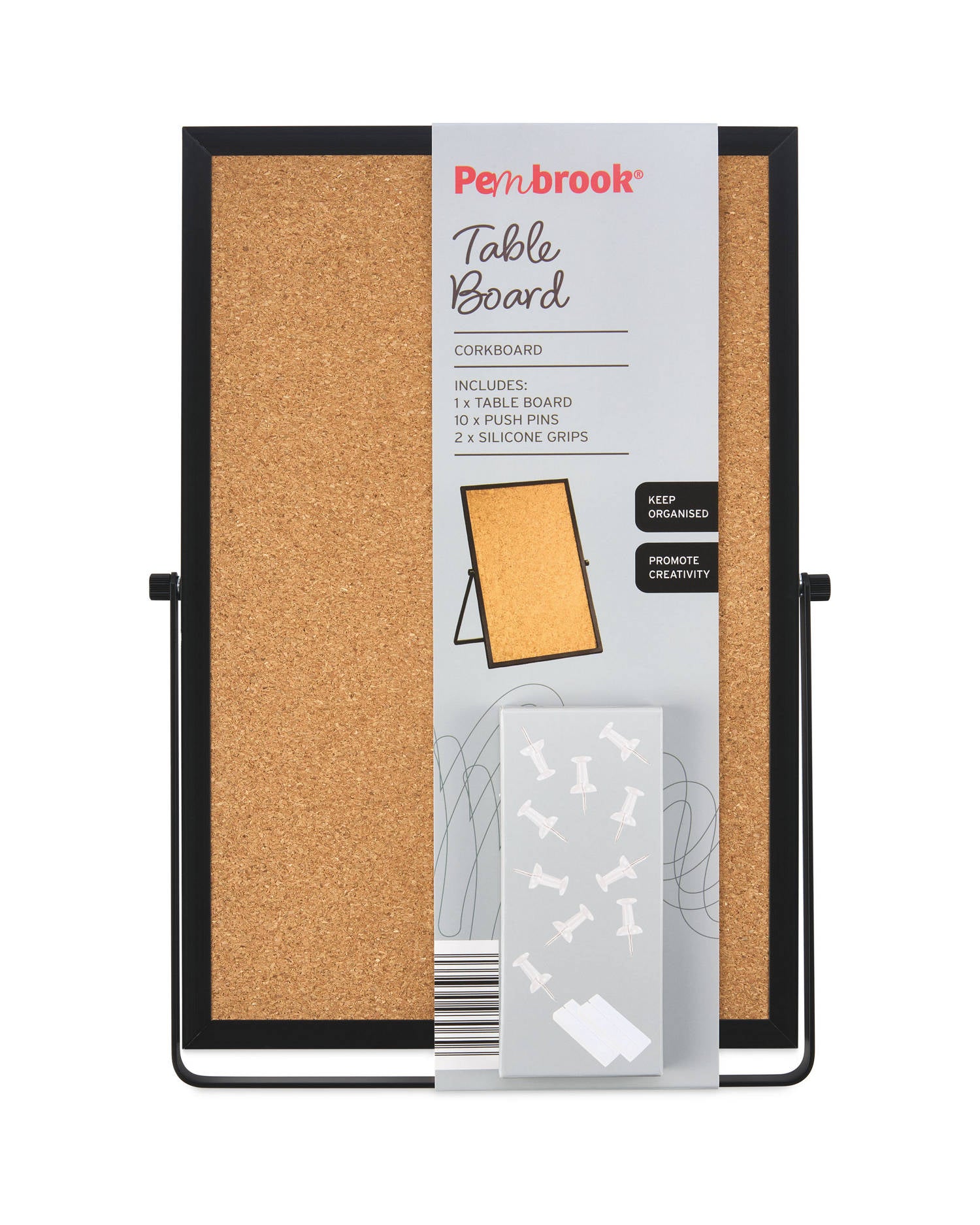 Table board cork and whiteboard assortment black gold silver (British brand)
