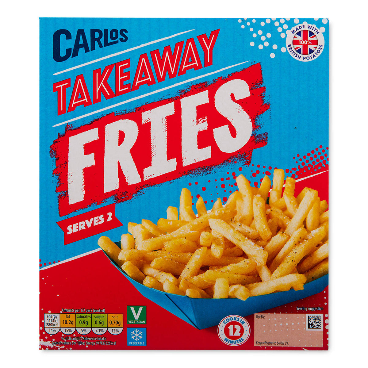 Takeaway fries, thin cut potato chips in seasoned batter (British brand)