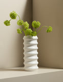 M&S X Kelly Hoppen tall ribbed ceramic vase 28.3 cm, imported from the UK