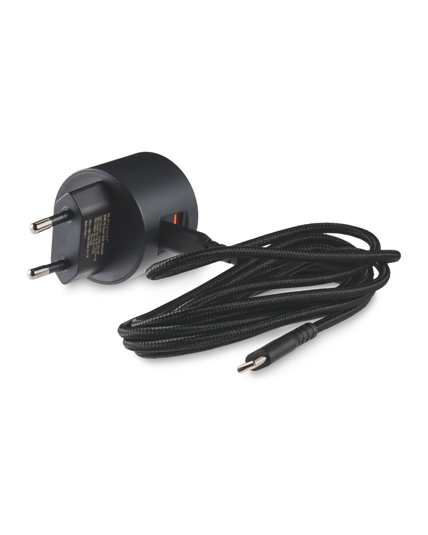 20W Dual USB Charger with 2 Metre USB-C Cable (Orange/Green/Black)