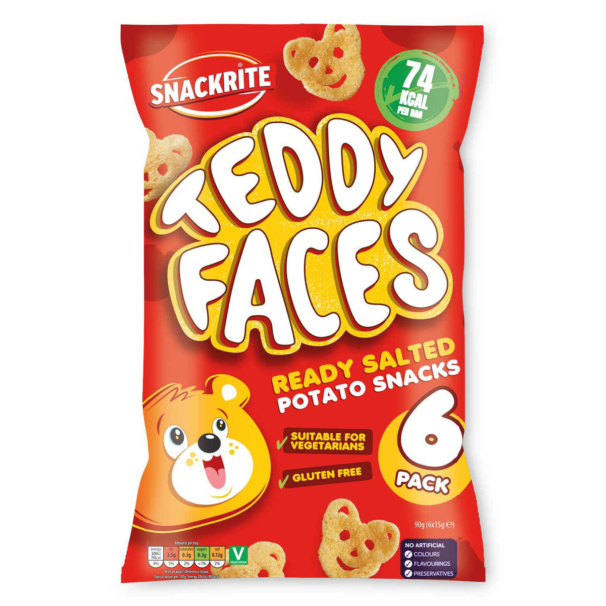 Teddy Faces 6 pack bag of potato crisps (British brand)