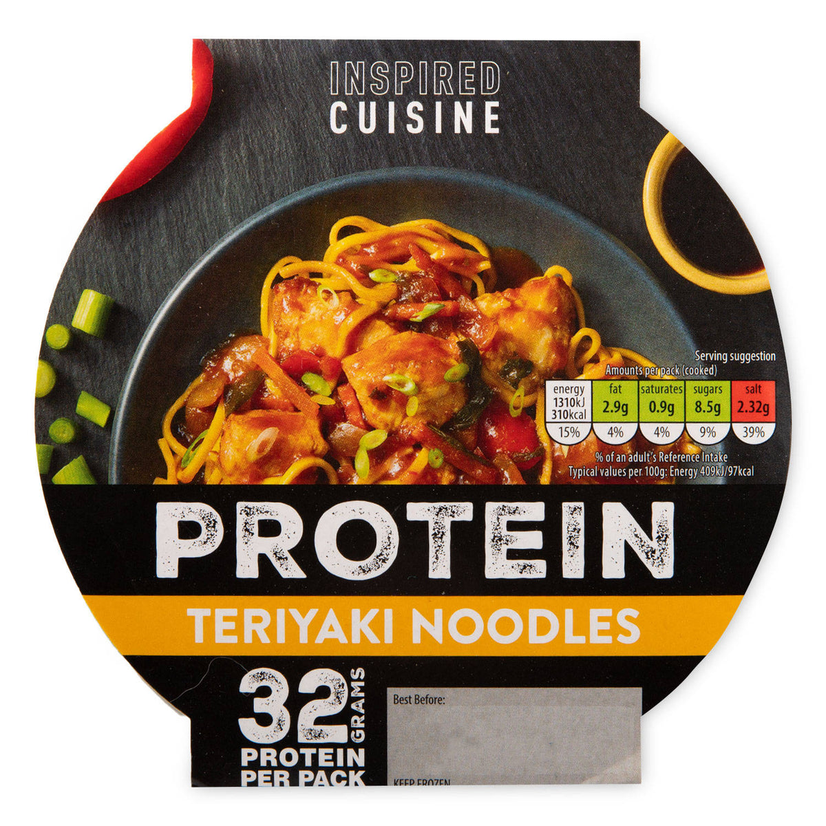 Teriyaki noodle protein pot, frozen meal, UK version