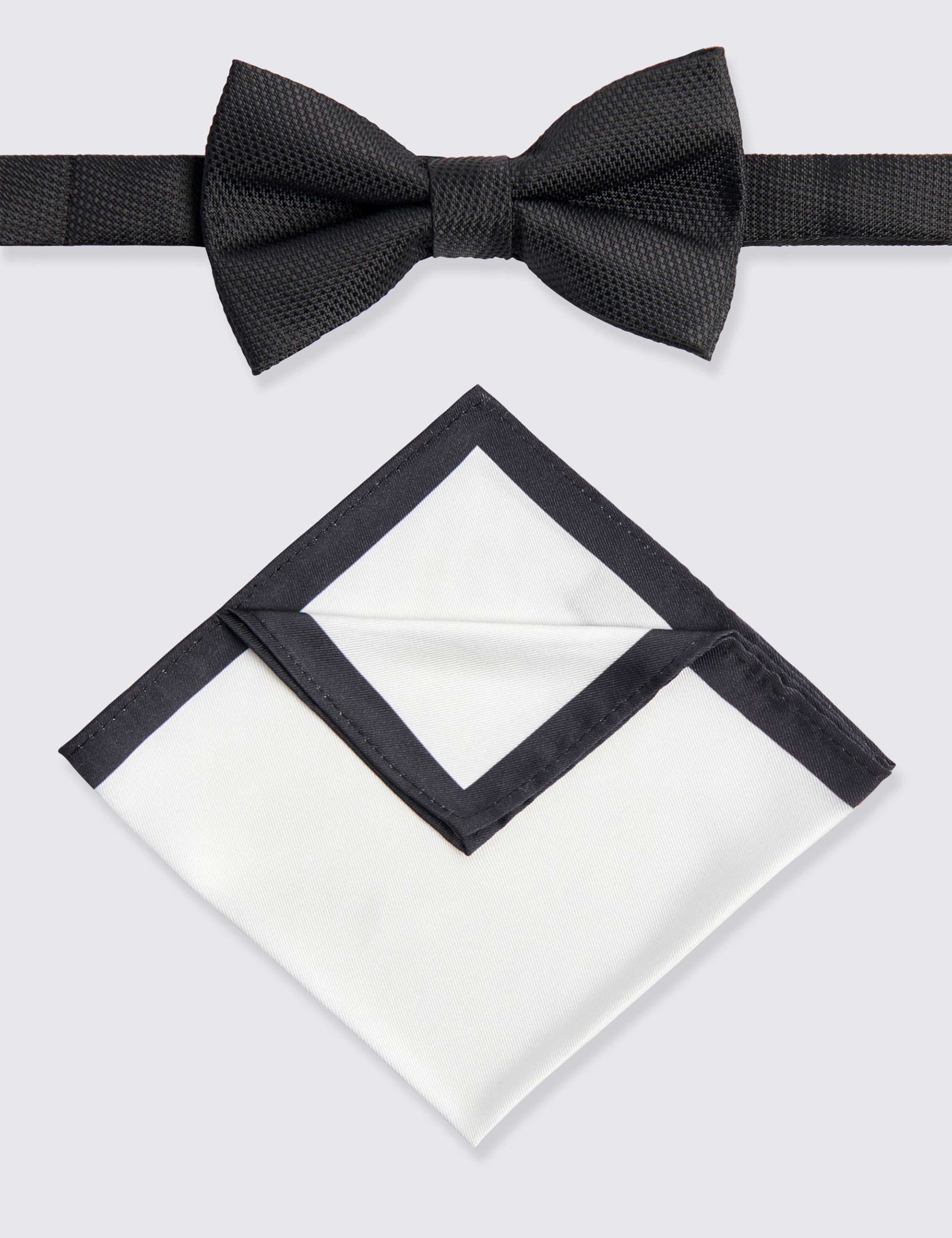Moss textured bow tie and handkerchief set, UK version