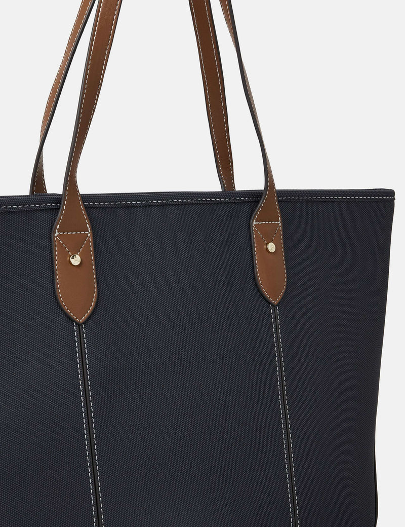Accessorize textured zip top tote bag with contrast handles, imported from the UK