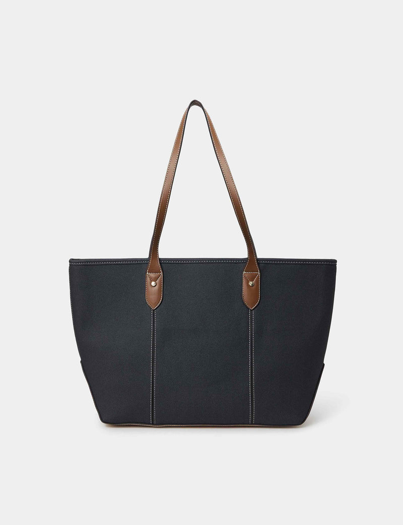 Accessorize textured zip top tote bag with contrast handles, imported from the UK