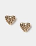 Textured heart stud earrings in zinc alloy, UK version