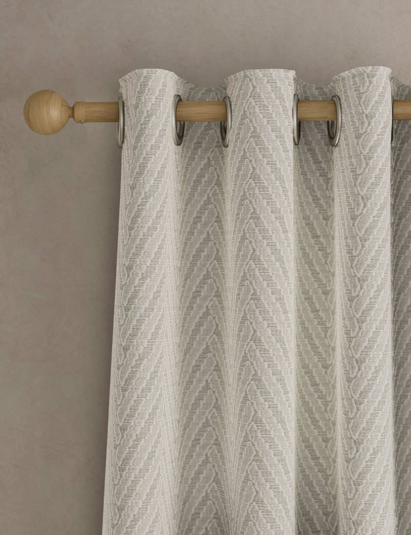 Textured herringbone eyelet curtains (British brand)