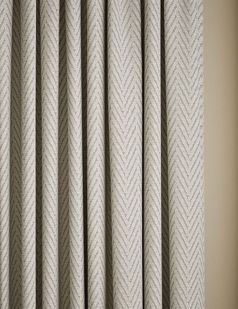 Textured herringbone eyelet curtains (British brand)