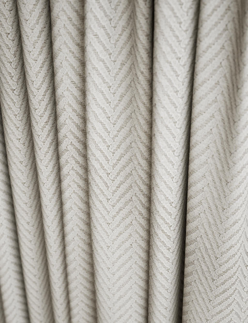 Textured herringbone eyelet curtains (British brand)