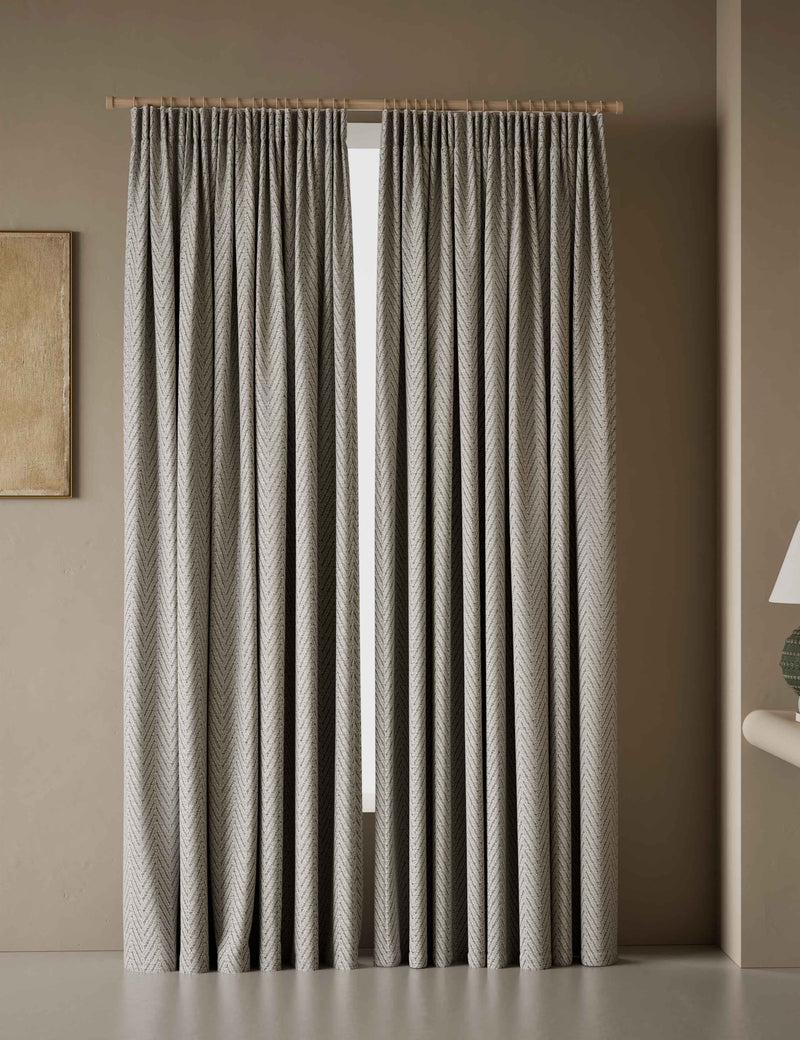 Textured herringbone eyelet curtains (British brand)