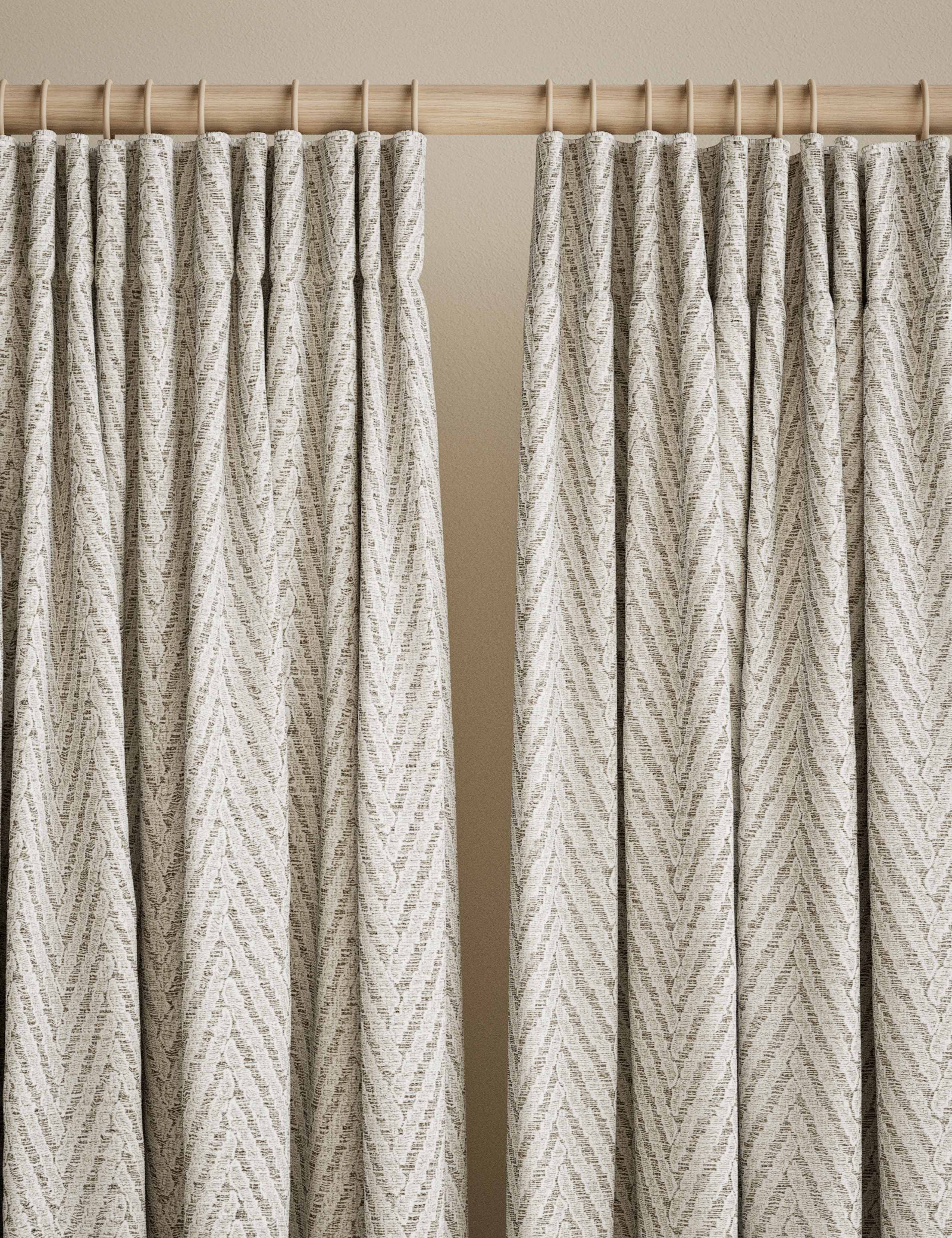 Textured herringbone eyelet curtains (British brand)