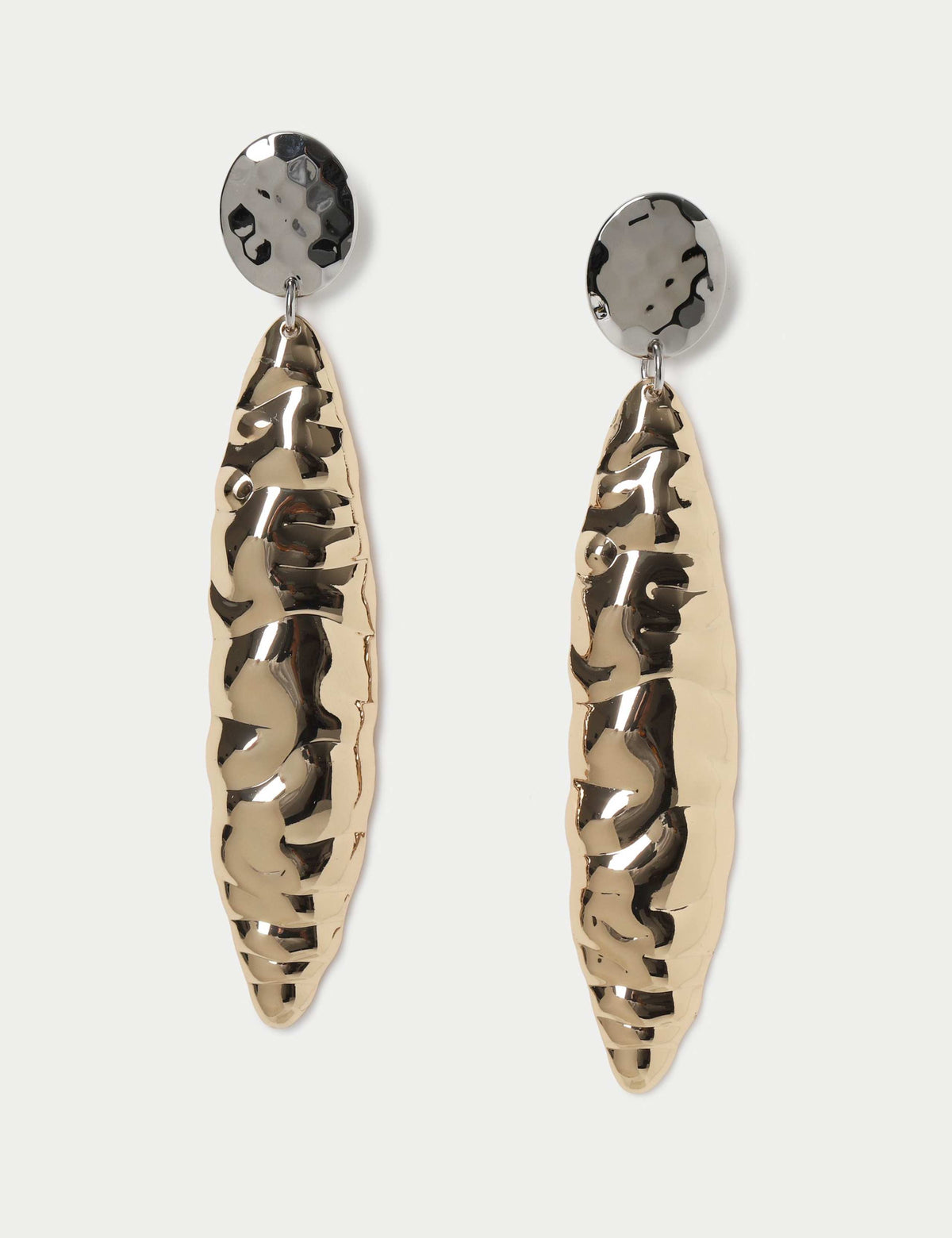 Textured mixed metal skinny earrings (British brand)
