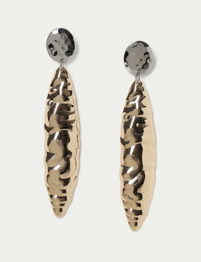 M&S Textured Mixed Metal Skinny Drop Earrings- Buy online at McGrocer