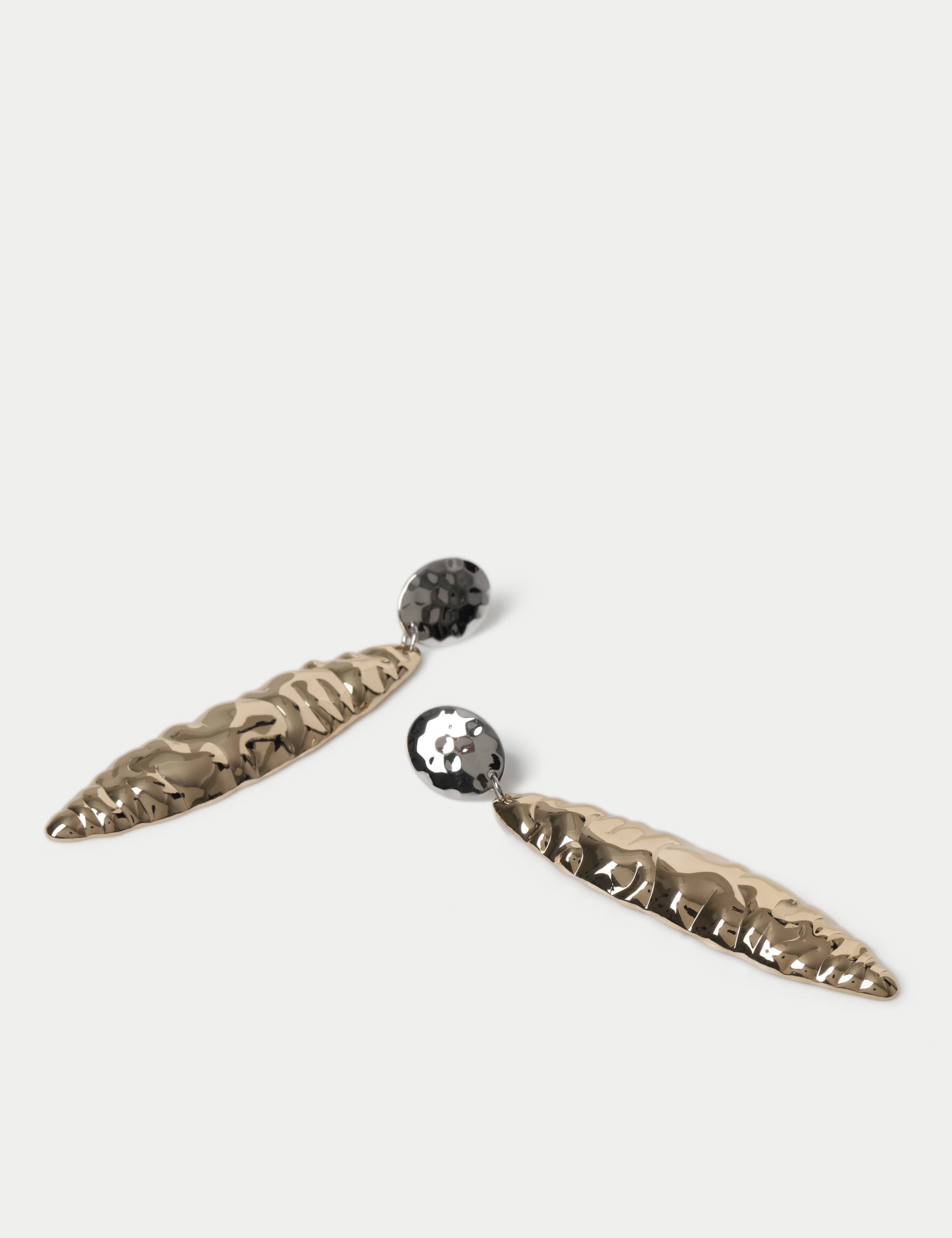 Textured mixed metal skinny earrings (British brand)