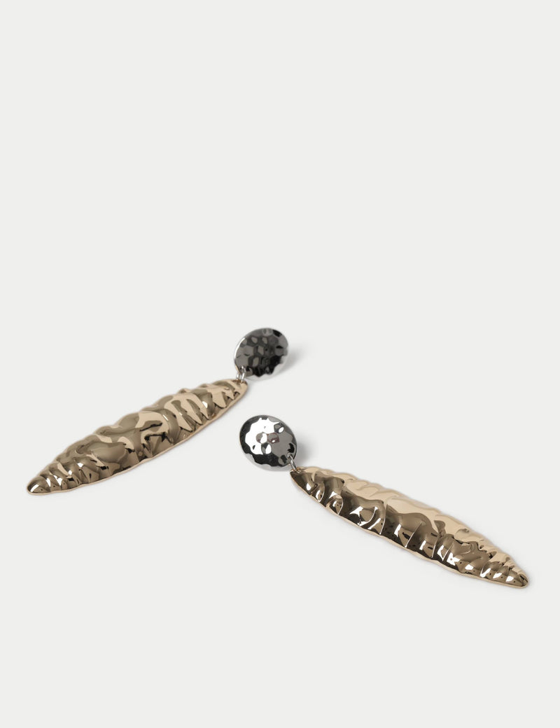 Textured mixed metal skinny earrings (British brand)