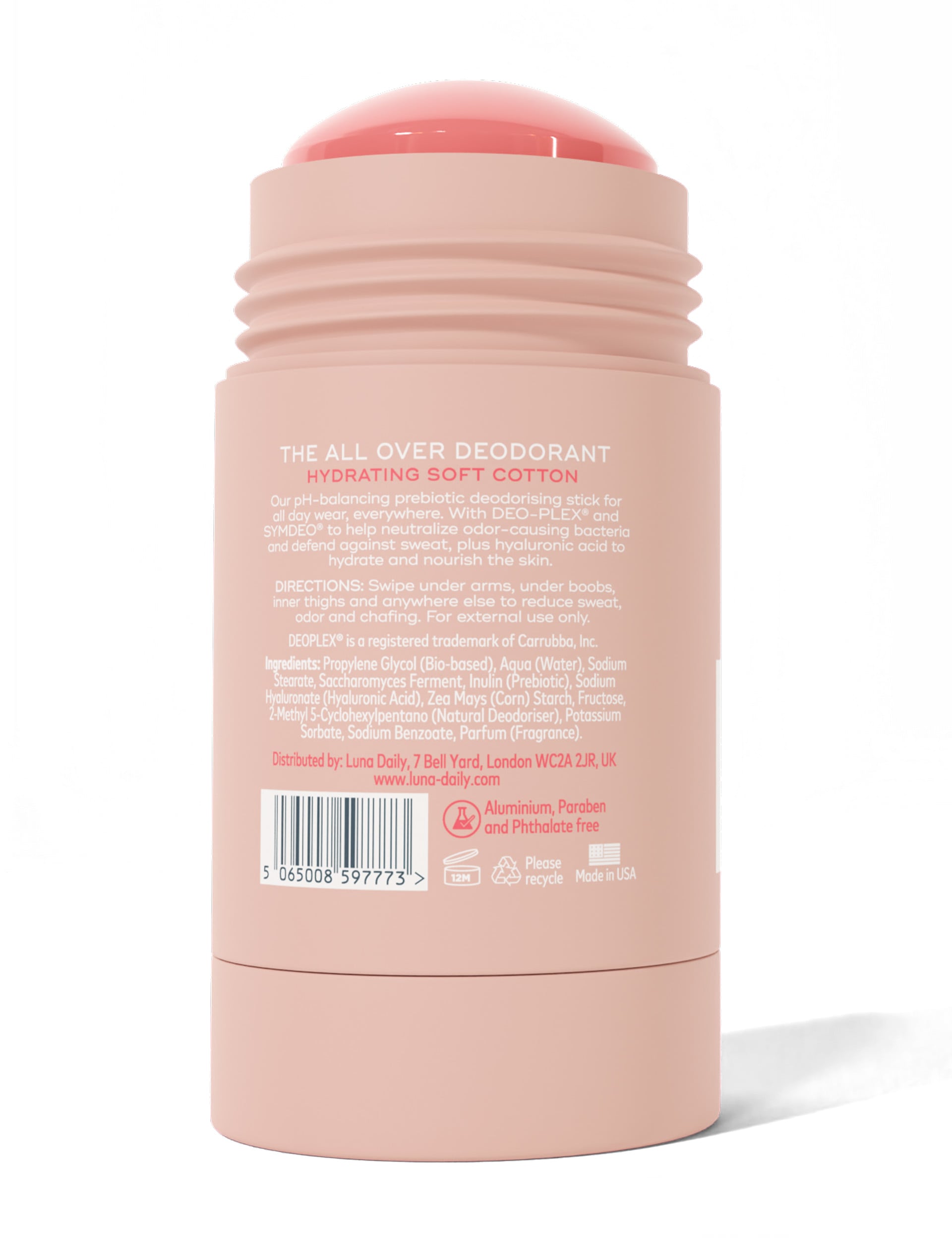 The All Over Deodorant- Extra-strength, Natural, Non-Staining Deodorant Stick - Soft Cotton 70g