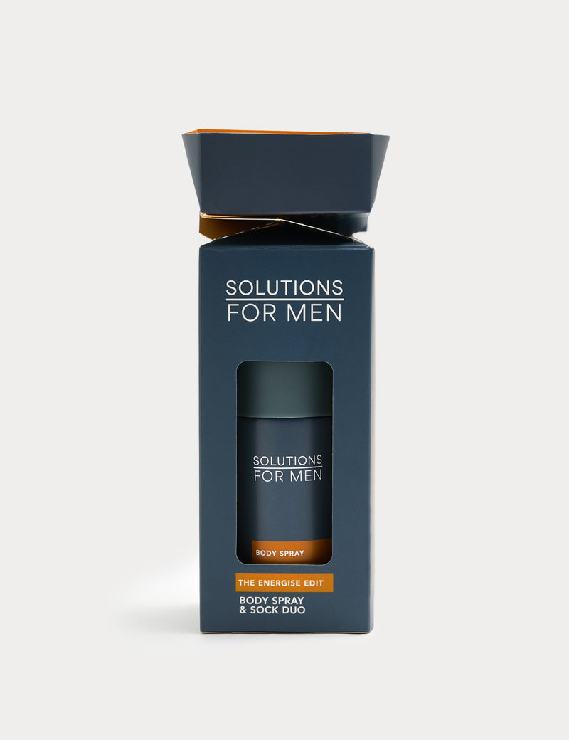 Solutions for Men Energise body spray and socks duo - British product