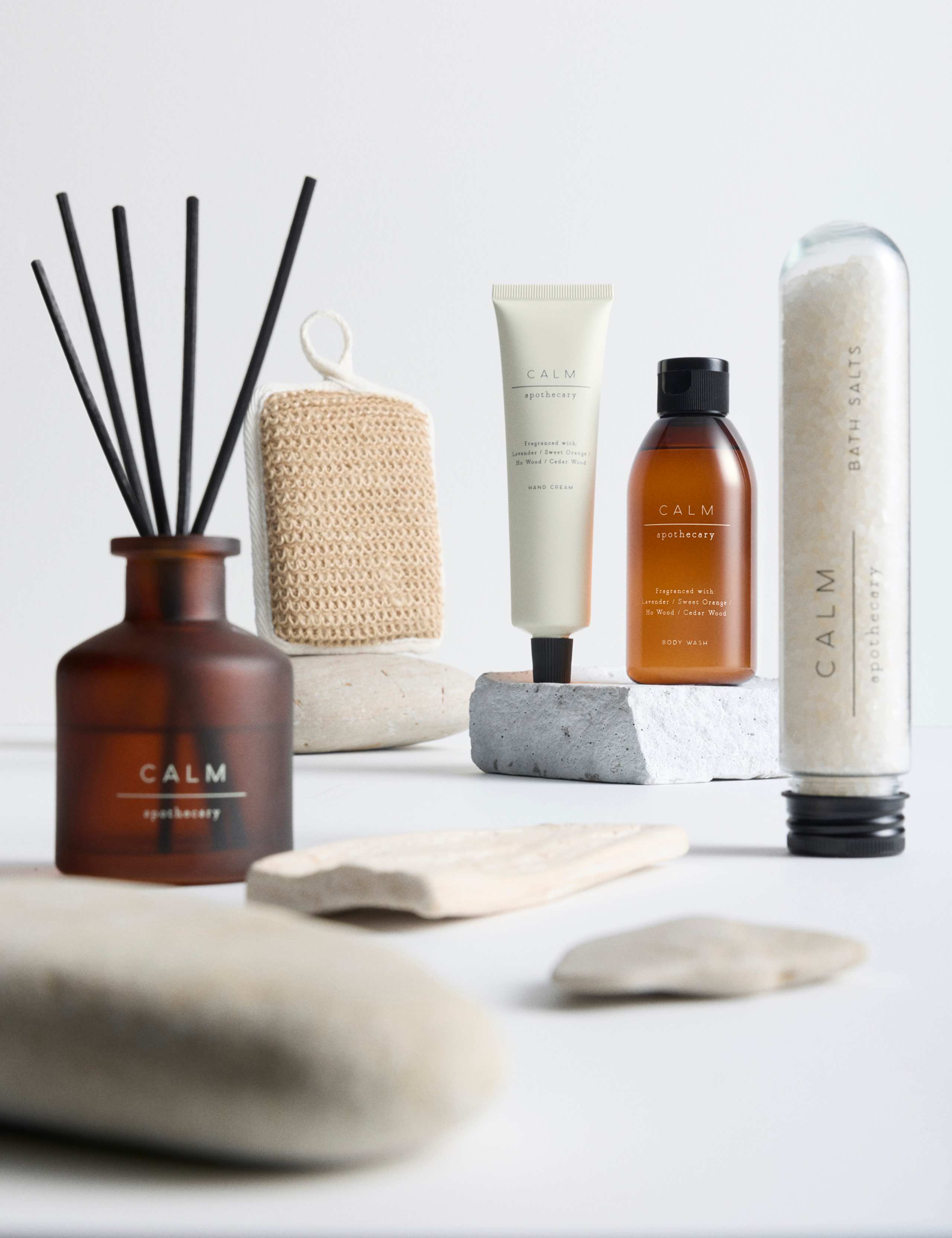 Calm Collection bath and body gift set with lavender and sweet orange scents (British brand)