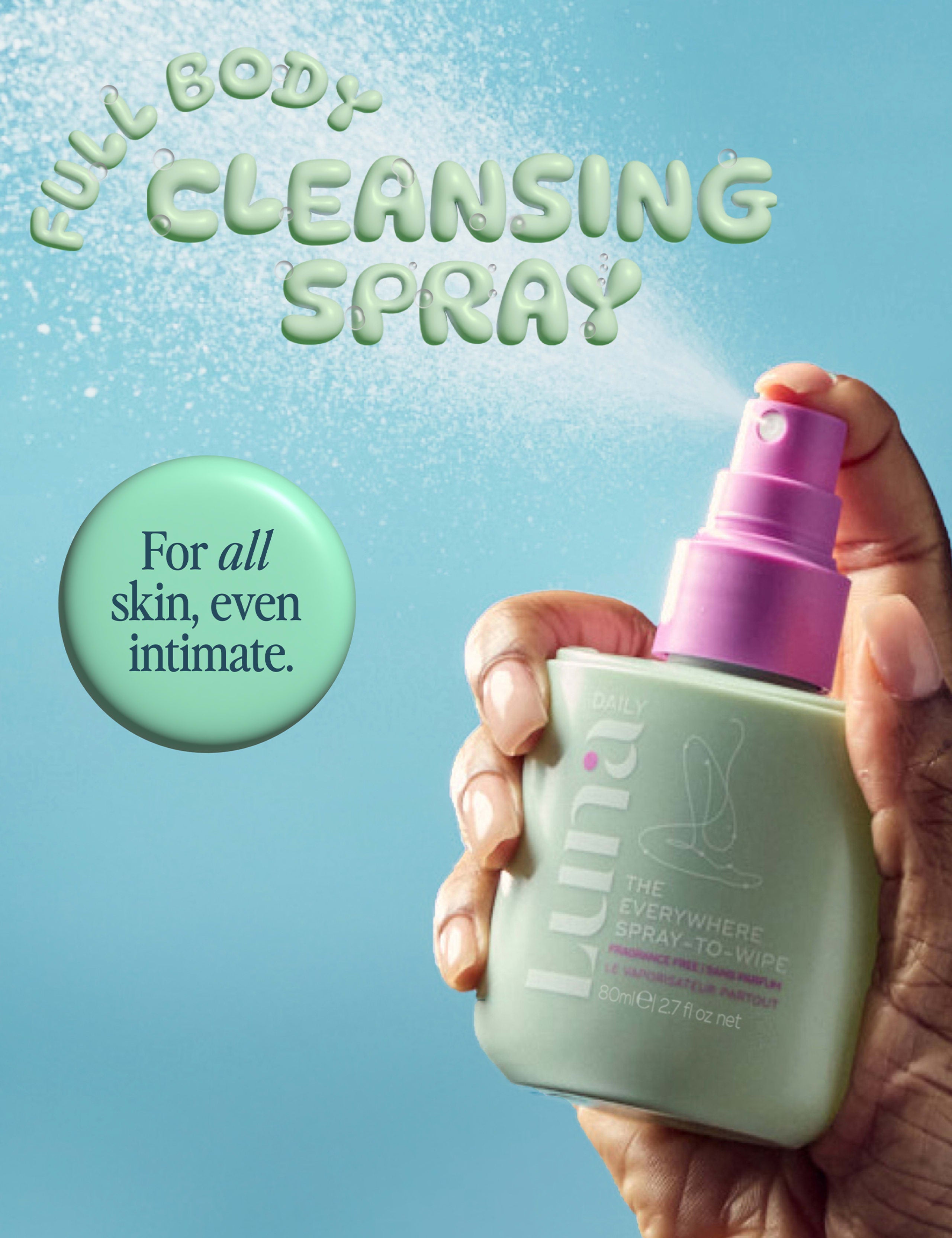 Luna Daily Everywhere Spray-to-Wipe Frag Free 80ml - British product