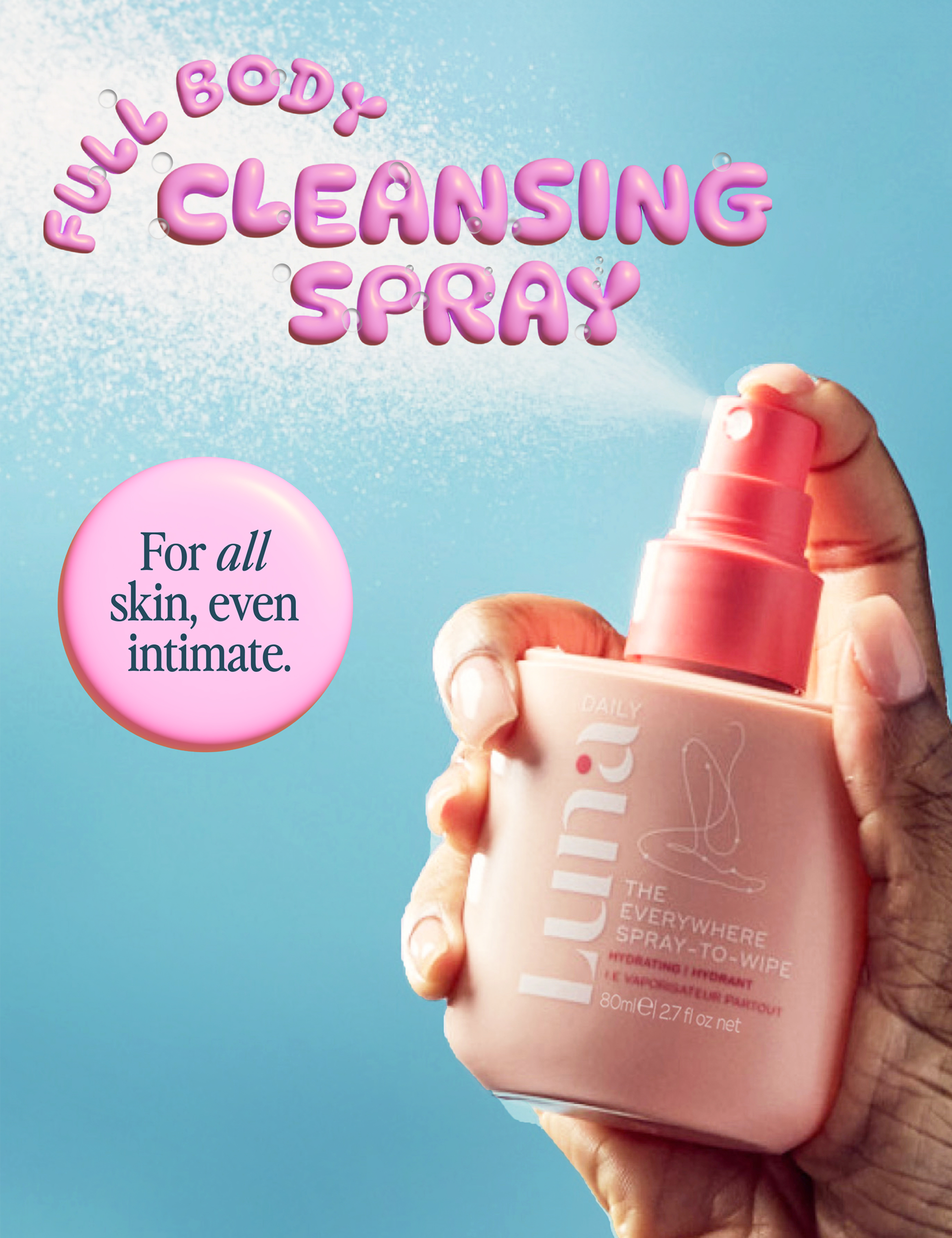 Luna Daily Everywhere Spray-to-Wipe Hydrating 80ml (British brand)