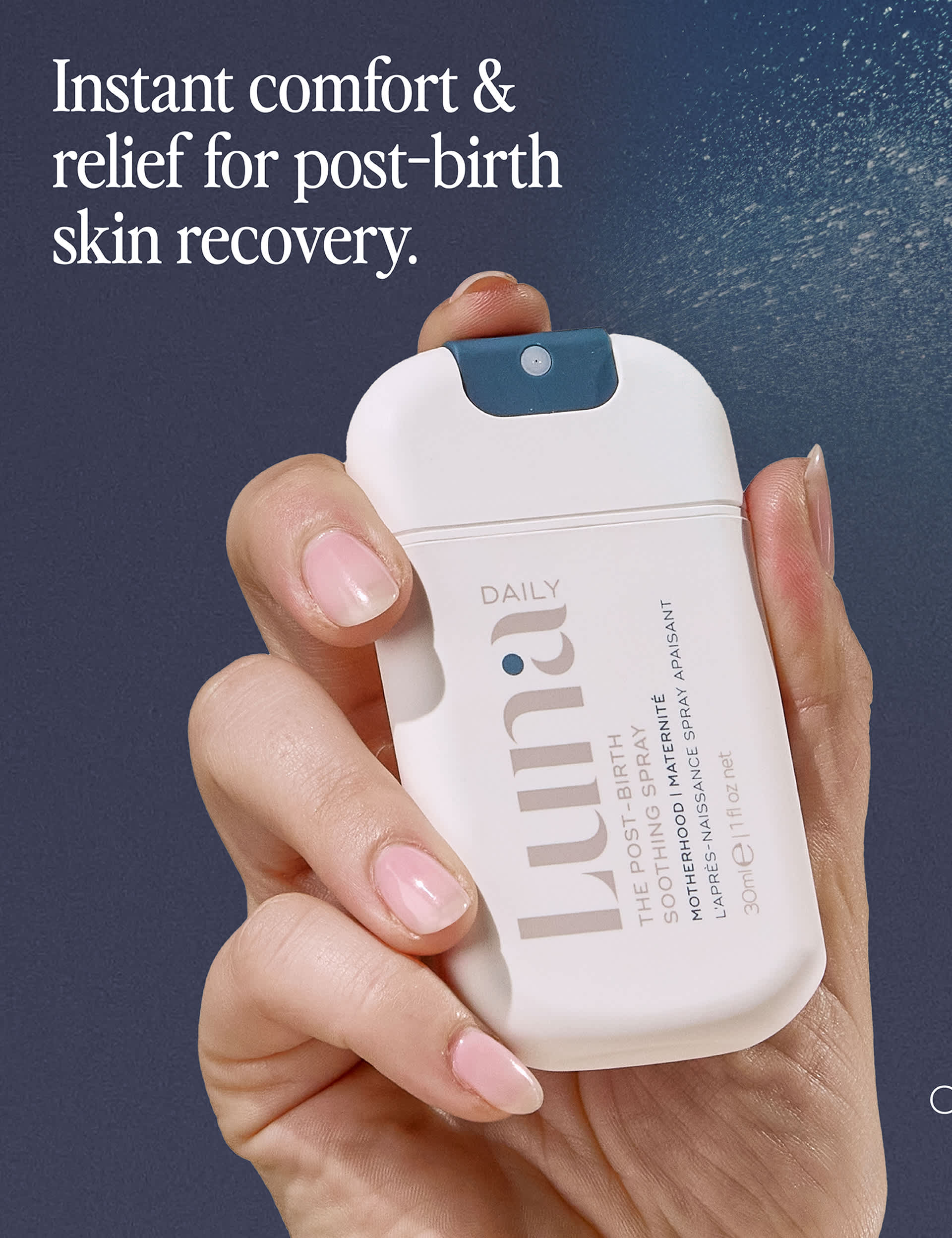 Luna Daily hospital bag kit with post-birth spray and balm (British brand)