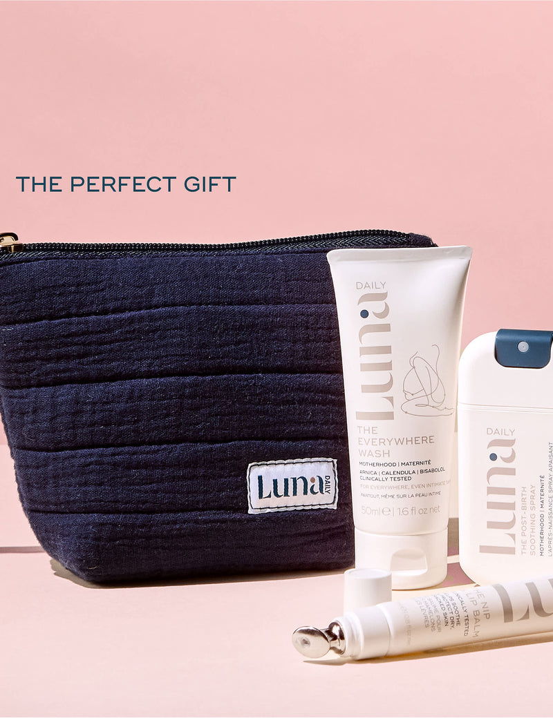 Luna Daily hospital bag kit with post-birth spray and balm (British brand)