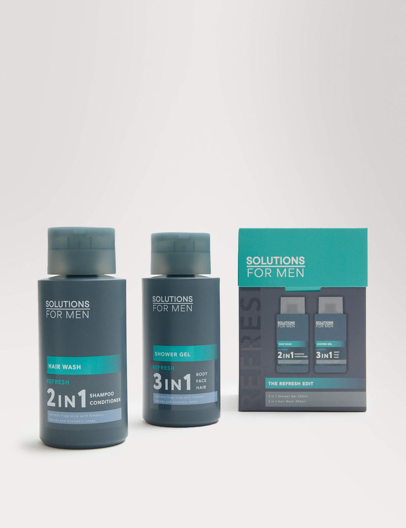 Solutions for Men REFRESH Edit grooming set 300ml each, imported from the UK