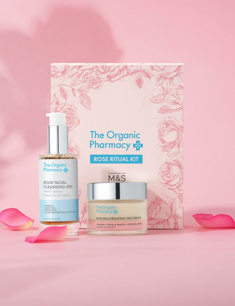 The Organic Pharmacy Rose Ritual Kit 100ml skincare set, UK version