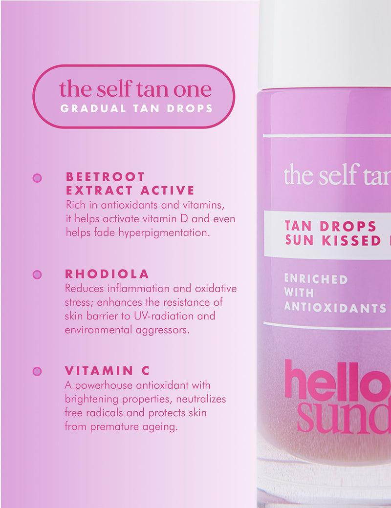 Hello Sunday The Self Tan One buildable tanning drops 30ml - British product