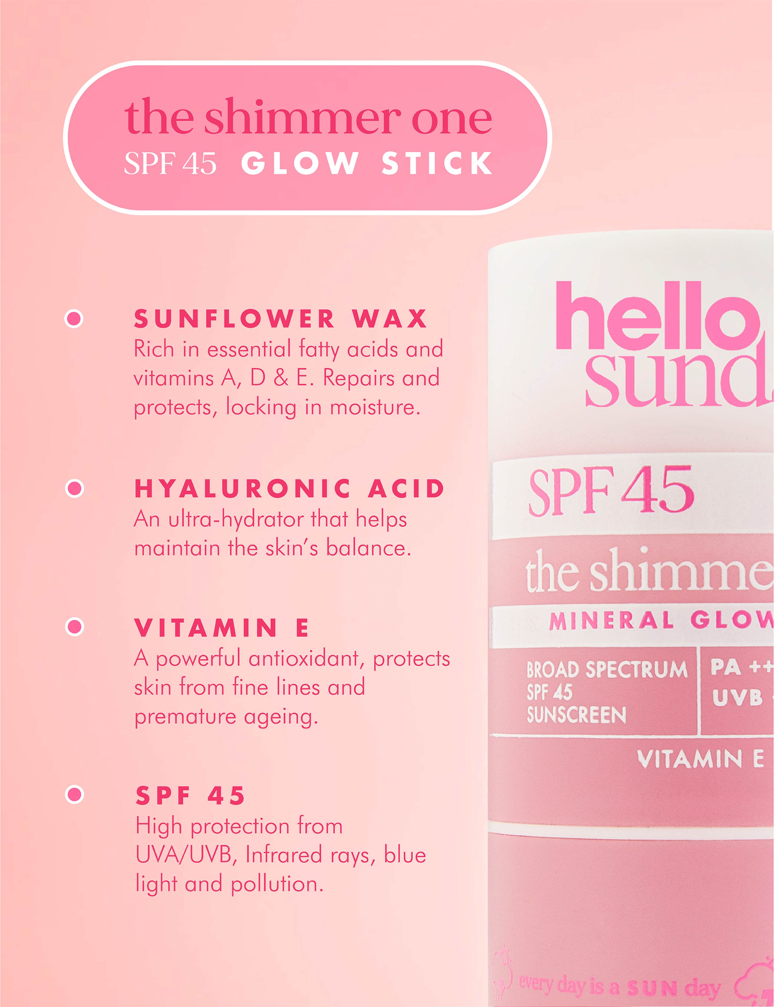 Hello Sunday mineral glow stick SPF 45 20g, UK version