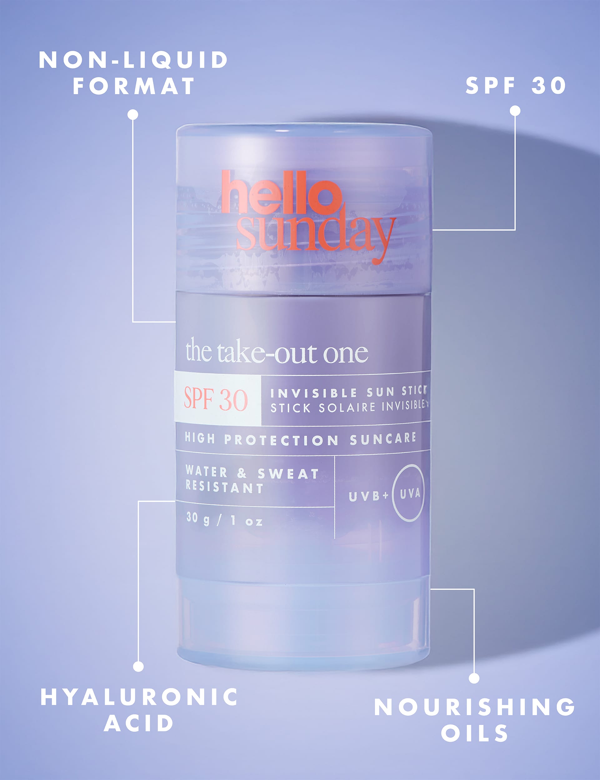 Hello Sunday invisible sun stick SPF30 30g, imported from the UK