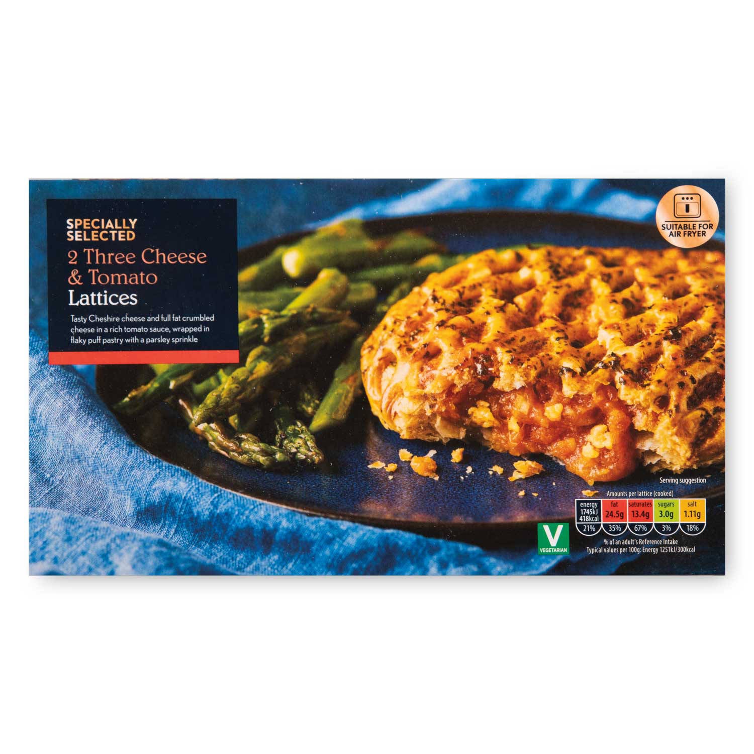 Three Cheese & Tomato Lattices 2 Pack frozen pastry, imported from the UK