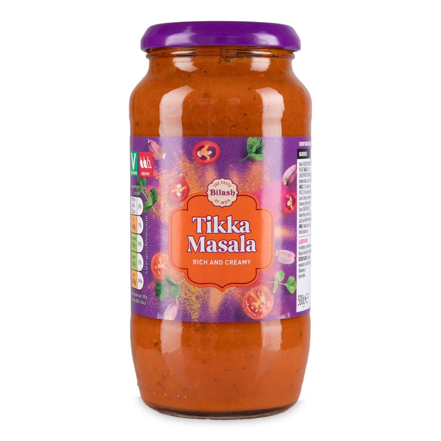 Tikka masala cooking sauce with yogurt and tomatoes (British brand)