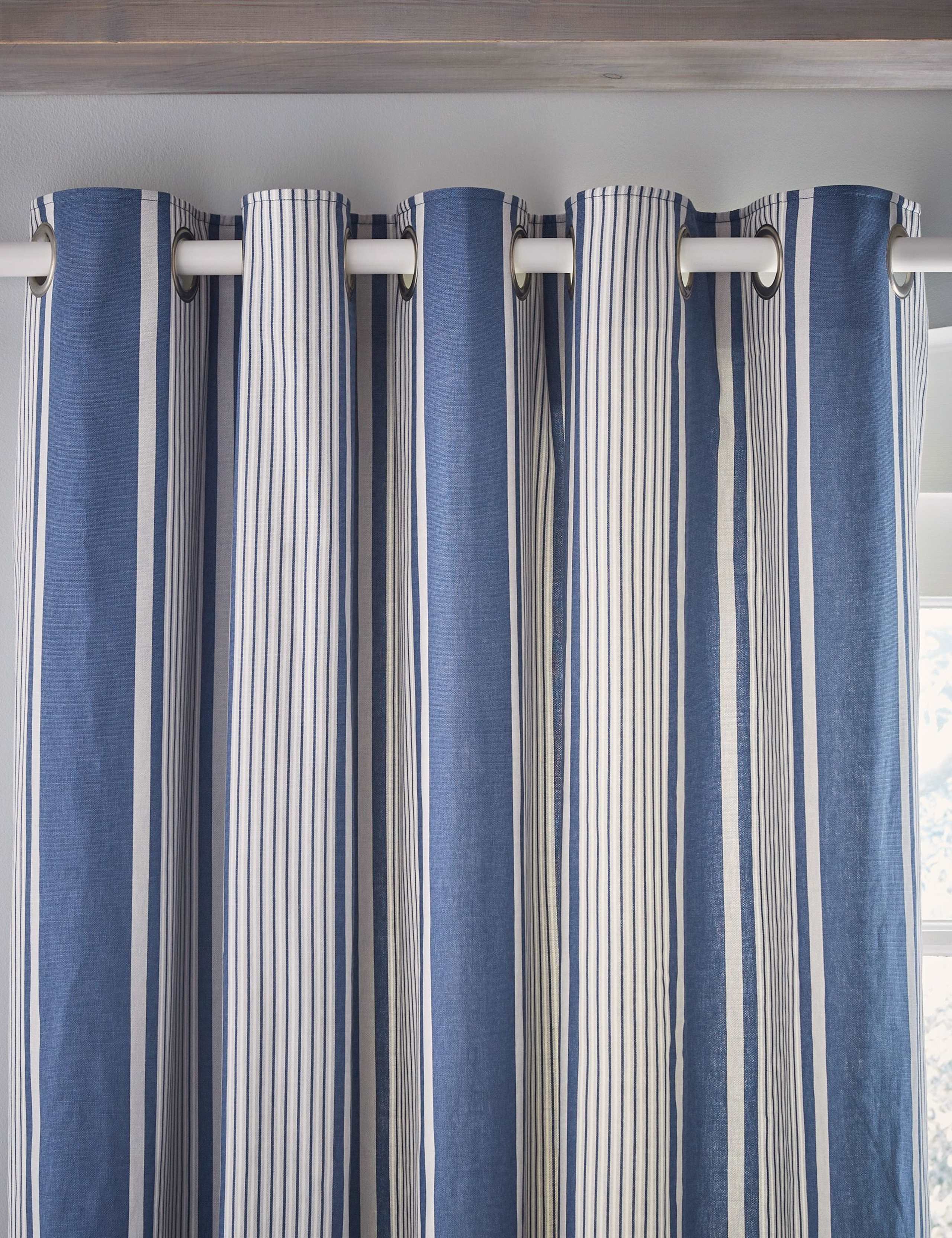 Laura Ashley Tiverton pure cotton striped eyelet curtains, UK version