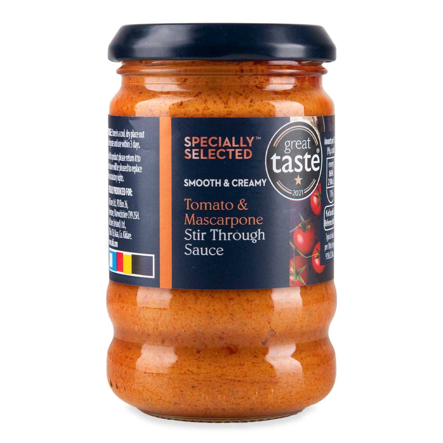 Tomato & Mascarpone Stir Through Sauce jar, British brand