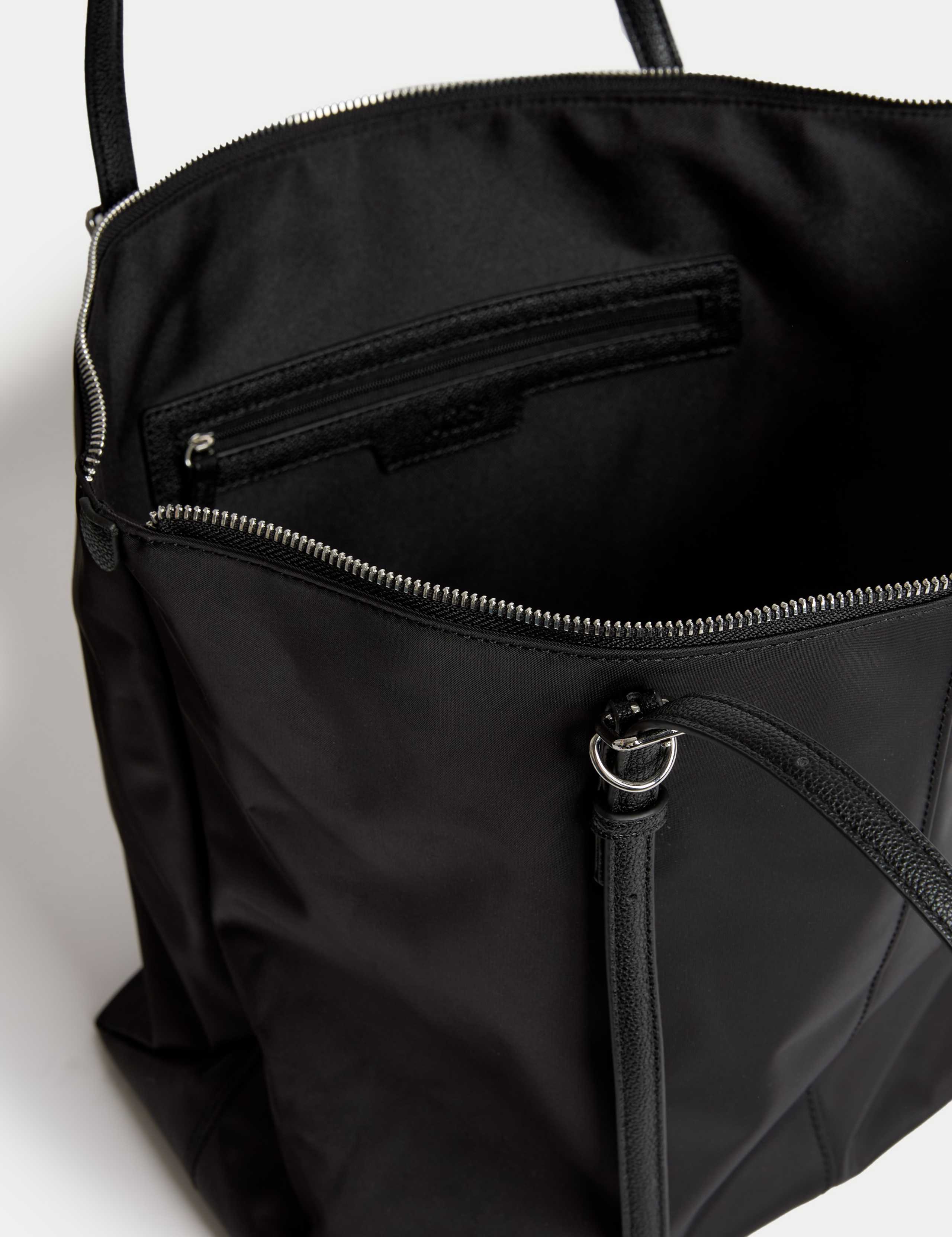 M&S top handle shoulder bag, wipe-clean fabric, roomy interior (British brand)
