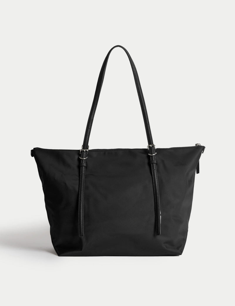 M&S top handle shoulder bag, wipe-clean fabric, roomy interior (British brand)