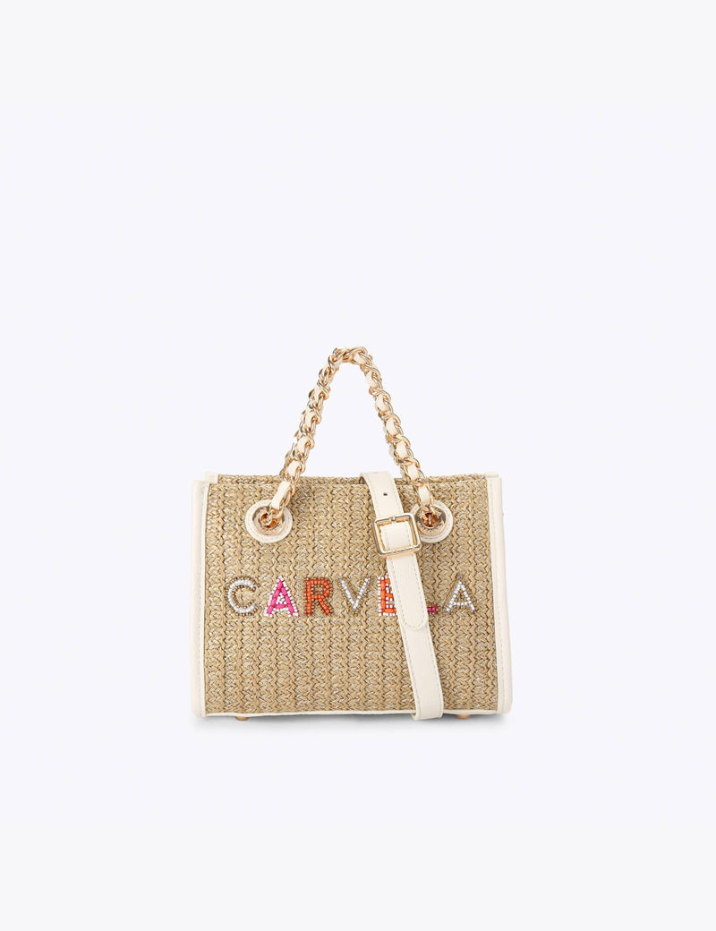 Carvela raffia tote bag with chain handle - British product