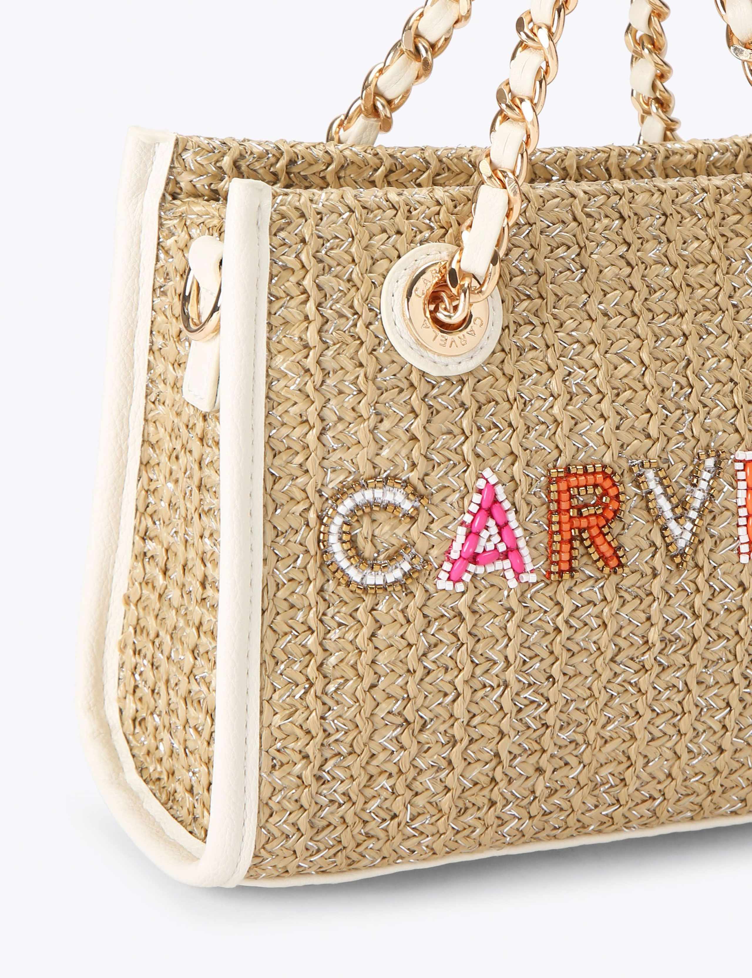 Carvela raffia tote bag with chain handle - British product