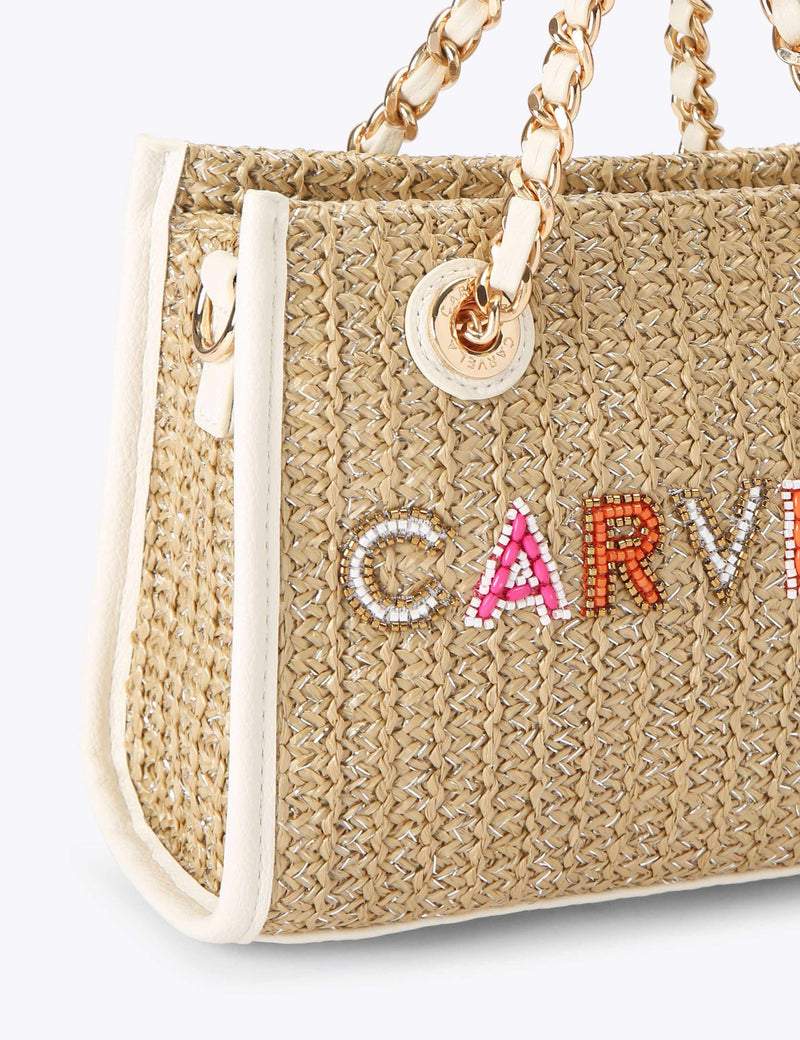 Carvela raffia tote bag with chain handle - British product