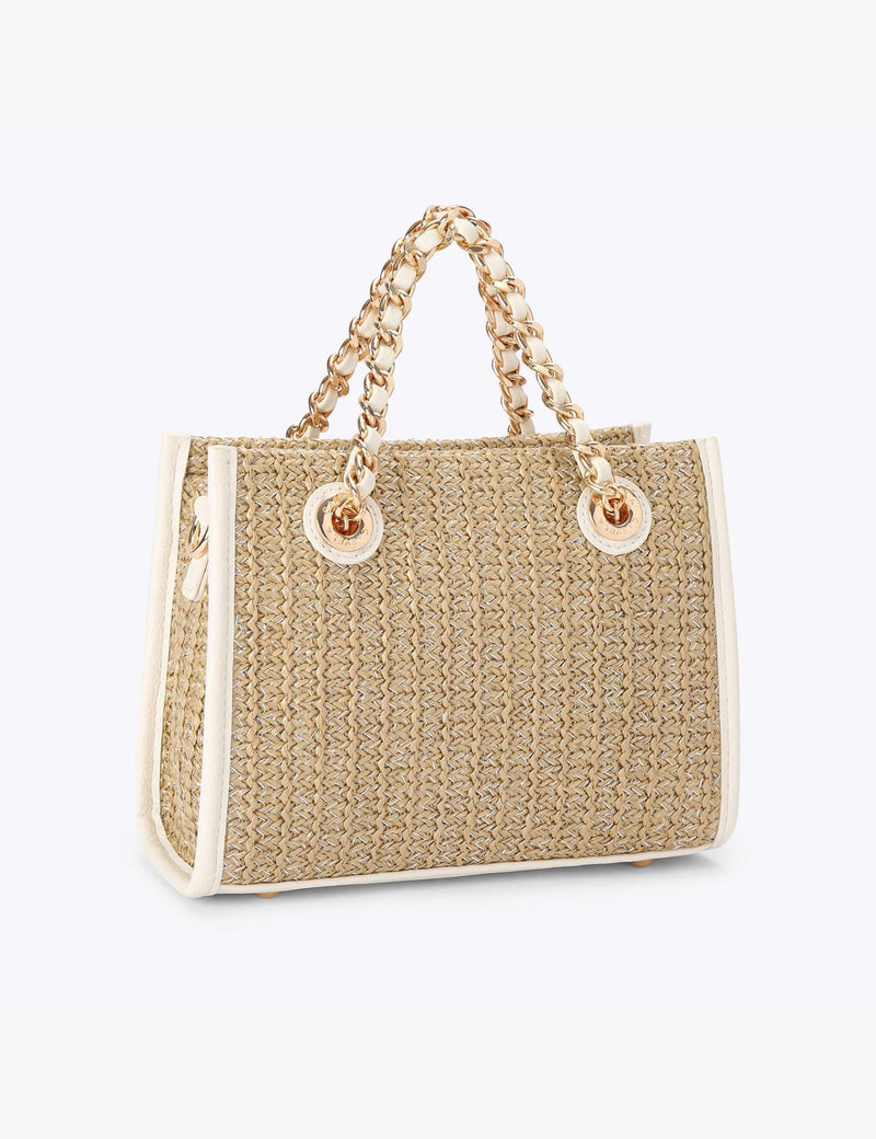 Carvela raffia tote bag with chain handle - British product