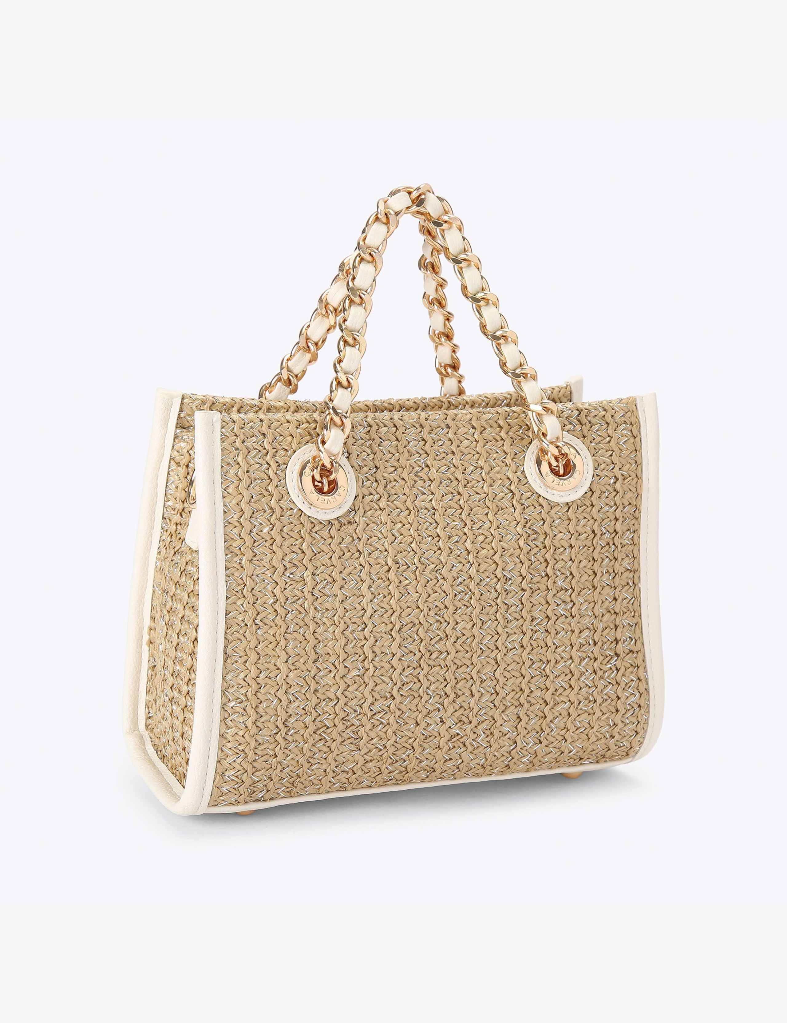 Carvela raffia tote bag with chain handle - British product