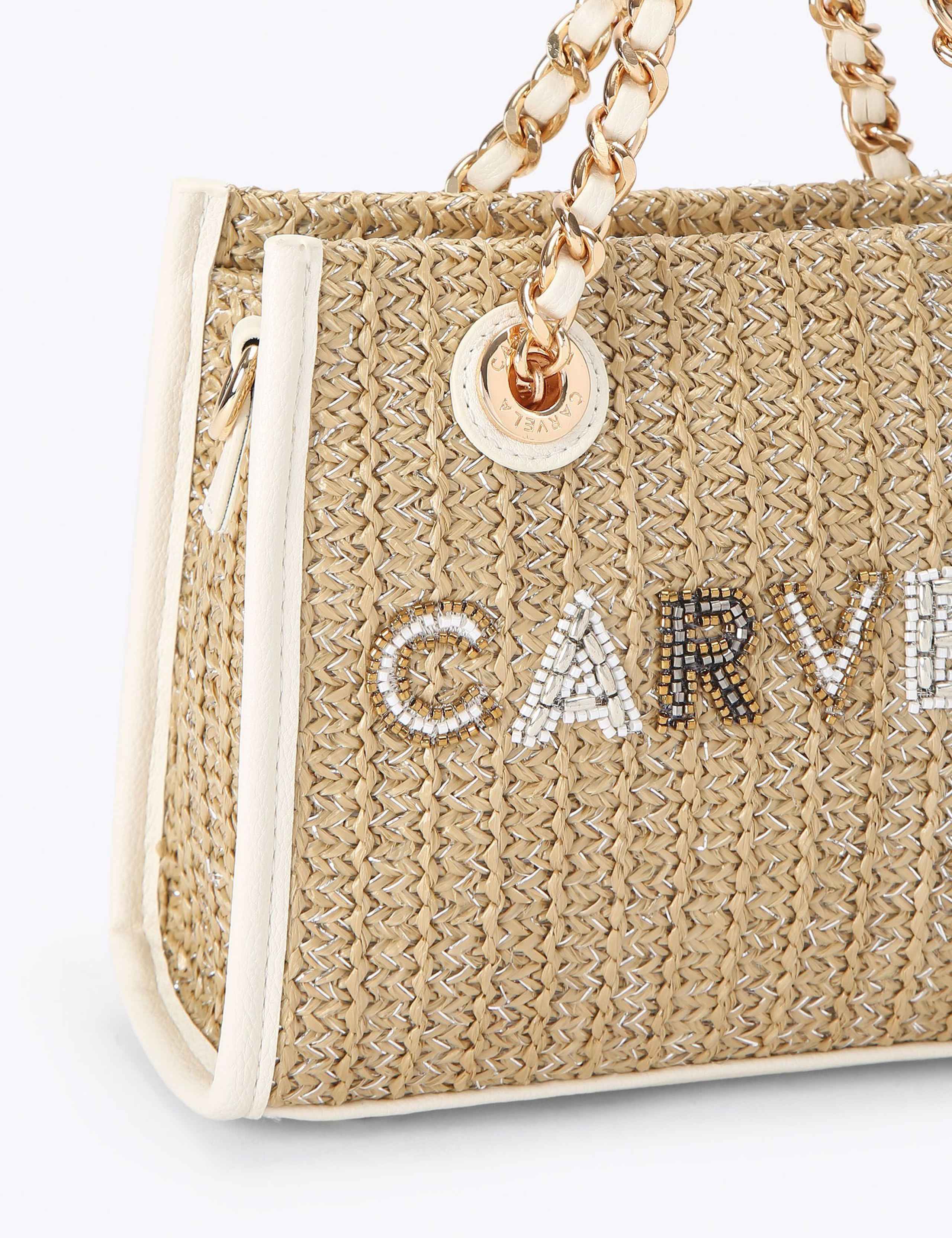 Carvela raffia tote bag with chain handle - British product