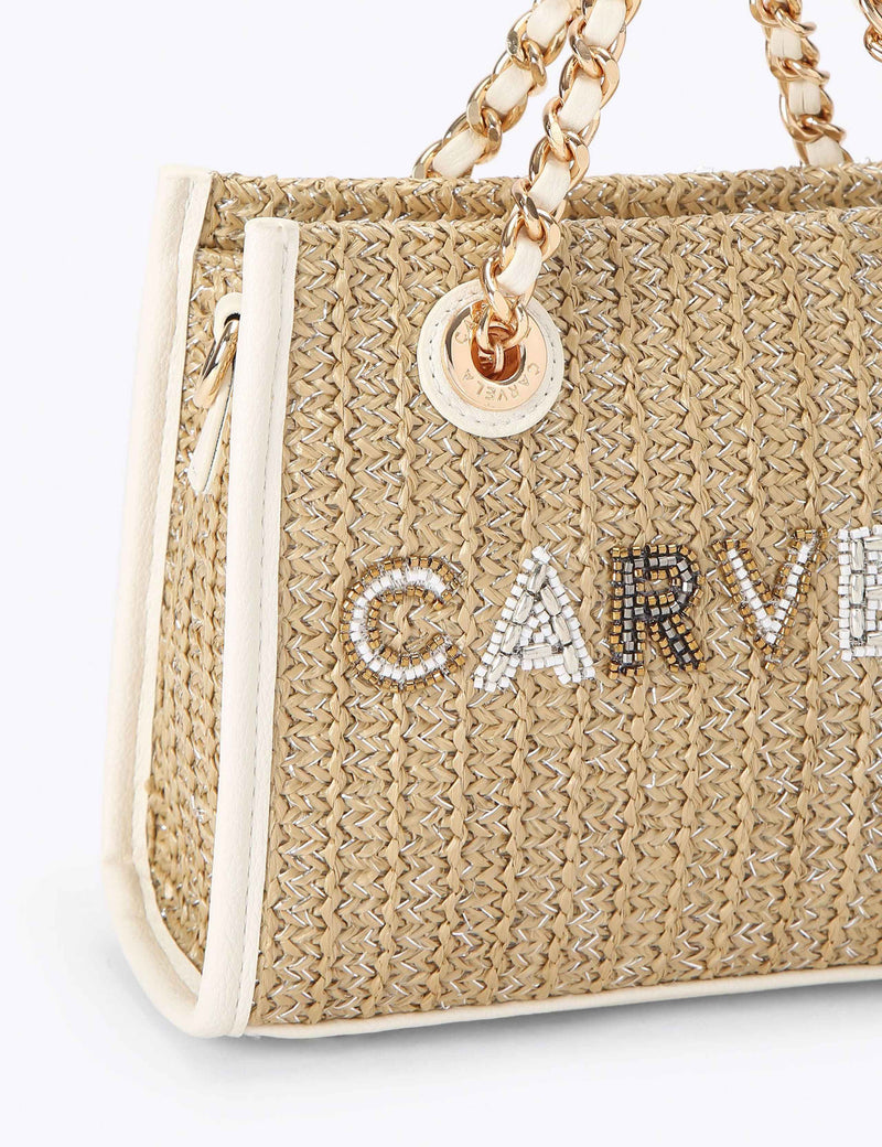 Carvela raffia tote bag with chain handle - British product